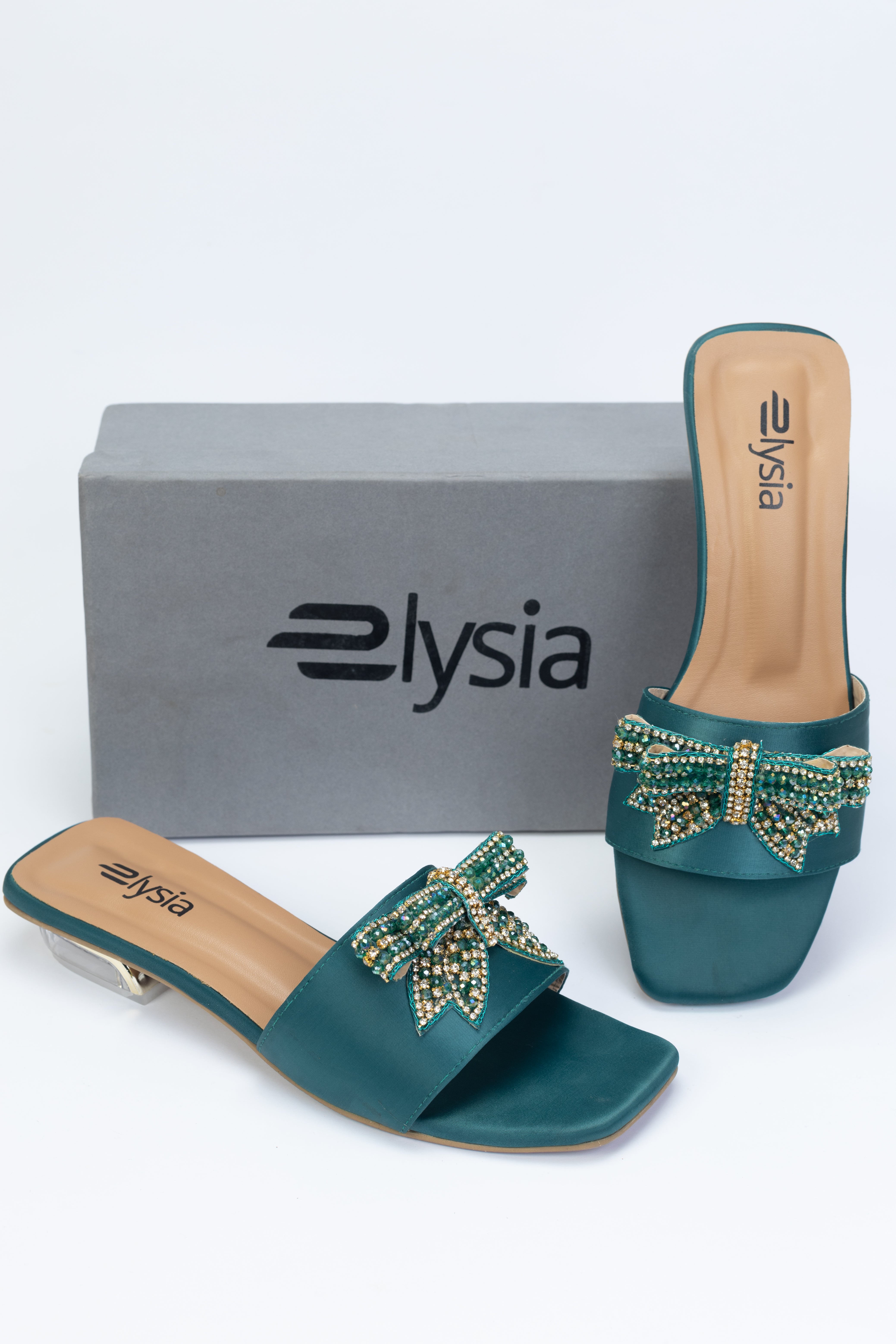 Teal Luxe Bow Slip-On Flats